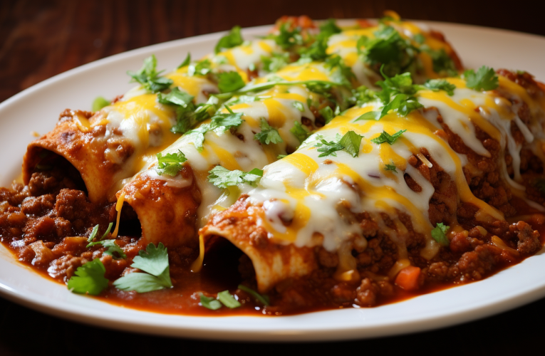 Bonen, Gehakt en Kaas Enchiladas: Een Heerlijk Mexicaans Gerecht